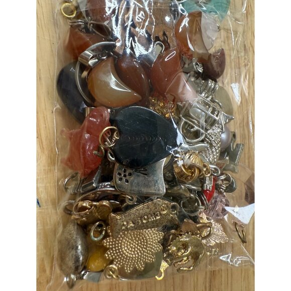 Charm & Small Pendant Lot With Silver Tone Toggle Bracelet For DIY Jewelry Craft - Picture 9 of 12